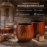 Oaksip The Original Charred Wooden Bourbon Drinking Glass | Charred Old Fashioned Glass | Bourbon Gifts for Men, Dad, or Brother | Whiskey Gifts