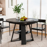 43.3in-59in Extendable Round Dining Table for 4-8,Modern Kitchen Oval Dining Table with Removable Leaves Space Saving,Wood Base with Storage Shelf for Kitchen Living Room (Walnut)