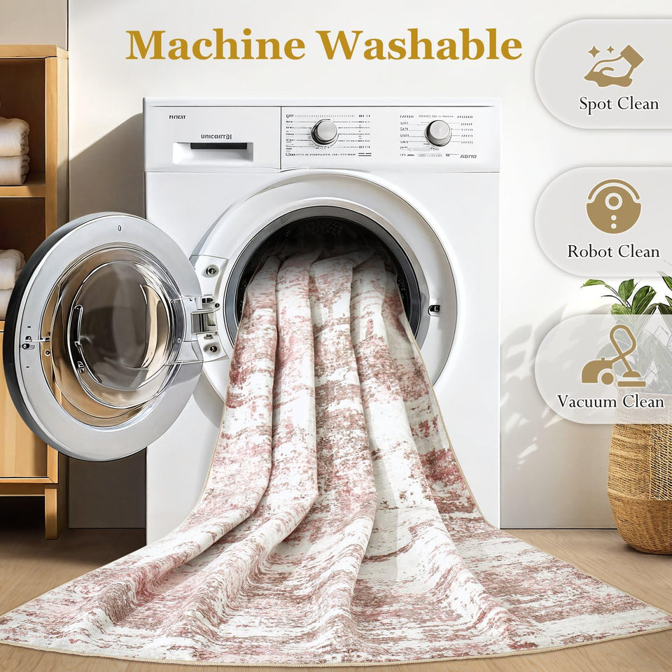 Area Rugs for Living Room: 12x15 Abstract Washable Rug Modern Neutral Large Soft Stain Resistant Non-Slip Backing Machine Table for Bedroom Dining Room Indoor Home Office Carpet - Gold Brown