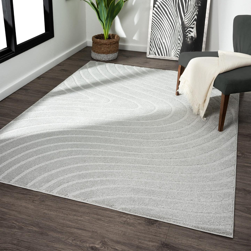 LUXE WEAVERS Modern Geometric Wave Cream 9x12 Area Rug
