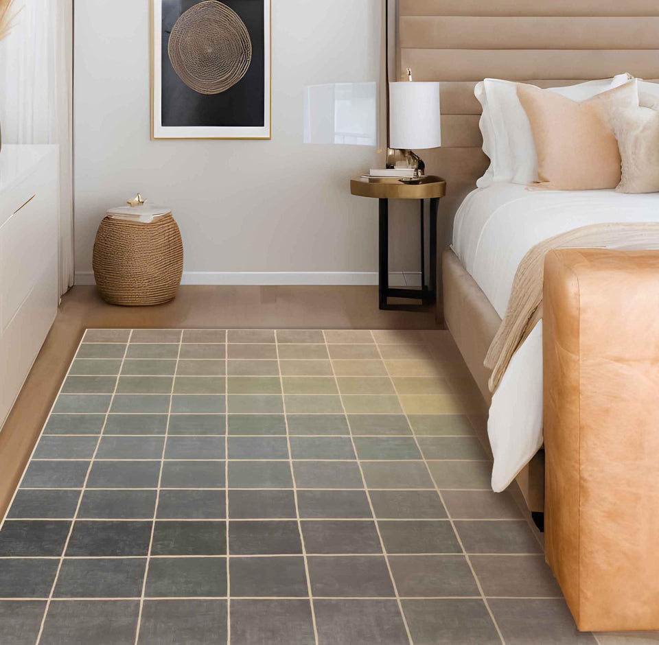 Neutral Living Room Rug - 10x14 Farmhouse Beige Brown Large Area Rug for Dining Room, Bedroom, Low Pile Lightweight Washable