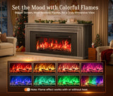 PRAISUN 70'' Fireplace TV Stand with 42'' Electric Fireplace, Farmhouse TV Stand for 65 75 Inch TV, Entertainment Center TV Console with 3 Drawers, Fluted Design, for Living Room, Distressed White