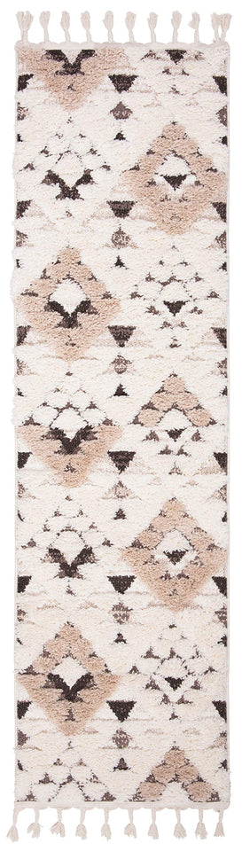 SAFAVIEH Area Rug 8x10 - Moroccan Tassel Shag Collection - Large - Ivory & Brown, Boho Design, Non-Shedding & Easy Cleaning, Plush Pile, Ideal for Living Room, Bedroom, Dining Space (MTS688A)