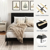 HAOARA King Size Bed Frame,King Size Platform Bed Frame and Velvet Upholstered Headboard with Strong Wood Slats, Box Spring Optional, Mattress Foundation, Easy Assembly Beige