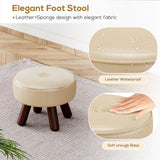 oakvivo 13in Small Foot Stool Ottoman, Round Faux Leather Foot Rest for Couch, Under Desk Pouf Footstool Footrest with Non-Skid Rubber Legs for Ling Room, Bedroom, 13''L x 13''W x 10.2''H, Green