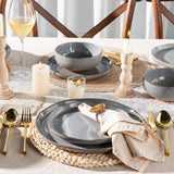 AmorArc Ceramic Dinnerware Sets for 8, 24 Pieces Handpainted Plates and Bowls Set with Rustic Terracotta Underside, Scratch Resistant Stoneware Dishes Set, Dishwasher & Microwave Safe, Light Beige