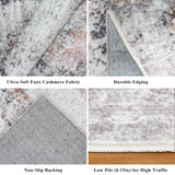 12x15 Area Rug for Living Room – Large Modern Neutral Abstract Thin Washable Carpet, Soft Low Pile Non-Slip Stain-Resistant for Bedroom Dining Room Home Office (Beige Grey)