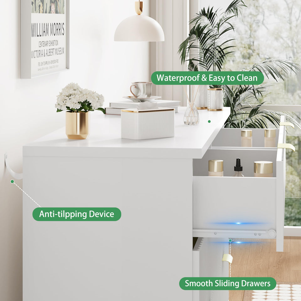 Fluted Dresser for Bedroom with 9 Drawers, 57" Wide Modern Chest of Drawers with Metal Handle, Wooden Dresser TV Stand, Wood Closet Clothes Storage Organizer for Living Room, Hallway, Natural Oak