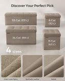 SONGMICS MAZIE Collection - 43 Inches Folding Storage Ottoman Bench, Ottoman with Storage, Foot Rest Stool, Load 660 lb, for Living Room, Synthetic Leather, Black ULSF701