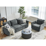 HULALA HOME 127'' Modular Sectional Sofa, Oversized U Shaped Couch with Storage Ottoman, Comfy Chenille Sofa with Deep Seat, 6 Seat Convertible Couches for Living Room, Beige