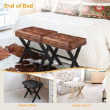 LUE BONA Square Linen Makeup Stool, Metal X Legs, Small Ottoman Stool Chair for Vanity, Modern Padded Seat Foot Rest for Makeup Room, Bathroom