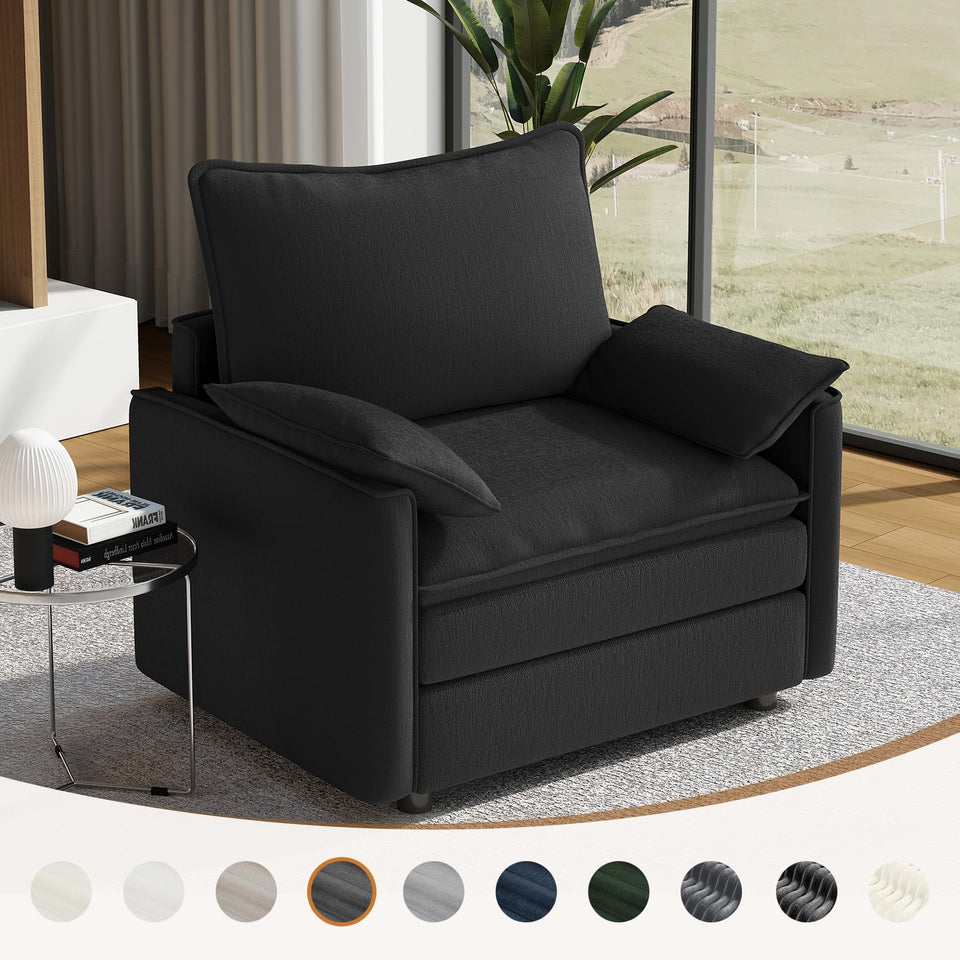 Vesgantti 142" U Shaped Sectional Couch, Comfy Cloud Modular Sectional Sofa with 2 Ottoman Deep Seat Chenille Modern Cloud Sofa, Modular Sofas for Living Room, Bedroom and Apartment, Beige