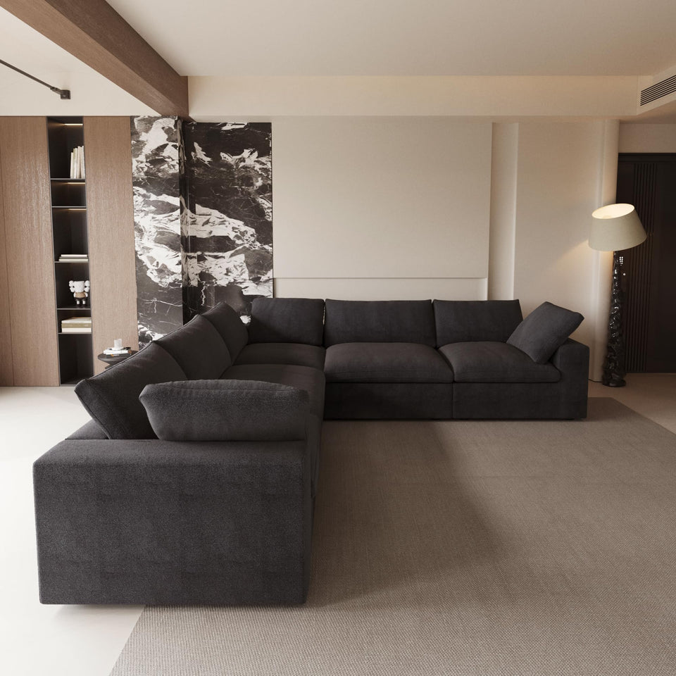 160.6" Cloud Couch Modular Sectional Sofa for Livingroom,Oversized Convertible Sofa with Storage Ottomans,6 Seat Wide Couches,Cushion Covers Removable (Khaki, 6 Seater)