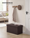 SONGMICS MAZIE Collection - 43 Inches Folding Storage Ottoman Bench, Ottoman Foot Rest, End of Bed Bench, Storage Chest, Load 660 lb, for Living Room, Bedroom, Entryway, Dark Gray ULSF77K