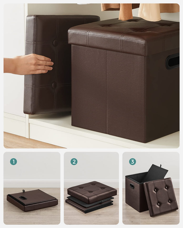 SONGMICS MAZIE Collection - 30 Inches Storage Ottoman Bench with Flipping Lid, Storage Chest Footstool, Load 660 lb, for Entryway, Living Room, Bedroom, Synthetic Leather, Black ULSF45BK