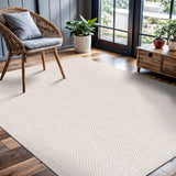 CAMILSON Easy Jute Rug 10x14, Indoor Outdoor Natural Color Fiber Area Rugs for Living Room Patio and Kitchen Rug Herringbone Woven Design Easy-Cleaning Washable Outside Carpet Alfombras 10 x 14