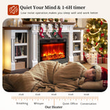 80" Fireplace TV Stand for TVs Up to 90 Inch, Electric Fireplace with Mantel, Farmhouse Entertainment Center with Storage, Realistic Stacked Stone Surround with Remote Control for Living Room