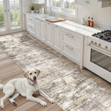 Area Rugs for Living Room: 12x15 Abstract Washable Rug Modern Neutral Large Soft Stain Resistant Non-Slip Backing Machine Table for Bedroom Dining Room Indoor Home Office Carpet - Gold Brown