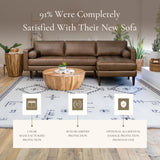 POLY & BARK Napa 72" Apartment Sofa – Italian-Tanned Full-Grain Pure-Aniline or Semi-Aniline Leather, Feather-Down Cushioning, Kiln-Dried Solid Wood Frame, Walnut Legs - Cognac Tan