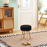 Wimarsbon Pouf Ottoman, 100% Cotton Knitted Boho Footstool, Round Footrest with Non-Skid Wood Legs, Home Décor Handmade Pouffe, Leisure Floor Step Stool for Living Room (Beige)