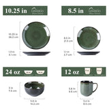 LeRatio Ceramic Dinnerware Sets for 6,Plates and Bowls Sets,Handmade Reactive Glaze Dishes Set,Chip Resistant and Scratch Resistant | Oven&Dishwasher & Microwave Safe-Blue(18PCS)