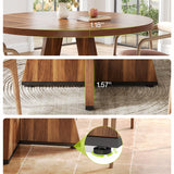 LITTLE TREE Round Dining Table for 4-6 People, 47 Inches Dining Room Table with Wooden Pedestal Base, Brown Dinner Tables, Circle Kitchen Tables for Dining Room, Kitchen, Living Room(Table Only)