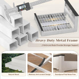 EnHomee King Size Bed Frame and Headboard & Storage, 4 Drawers and LED Built in Charging Station King Bed Frame with Storage Farmhouse,NO Noise,No Box Spring Needed,White