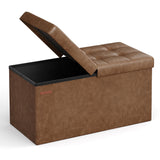 SONGMICS MAZIE Collection - 30 Inches Storage Ottoman Bench with Flipping Lid, Storage Chest Footstool, Load 660 lb, for Entryway, Living Room, Bedroom, Synthetic Leather, Black ULSF45BK