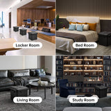 DocSafe Storage Ottoman with Lock,Fireproof Folding Ottoman Foot Rest Stool Storage Chest with Storage Safe for Important Documents,Waterproof 17 Inches Short Ottoman Foot Stool with Handles,Black