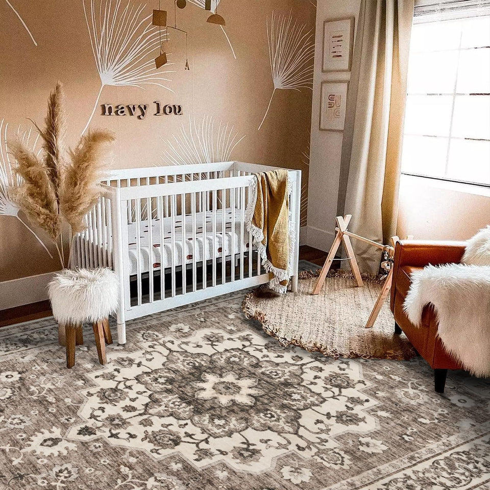 TOPRUUG Washable Oriental Area Rug - 12x15 Rugs for Living Room Soft Carpet for Bedroom Waterproof Floral Distressed Indoor Stain Resistant Non-Shedding Floor Carpets (Green, 12x15)