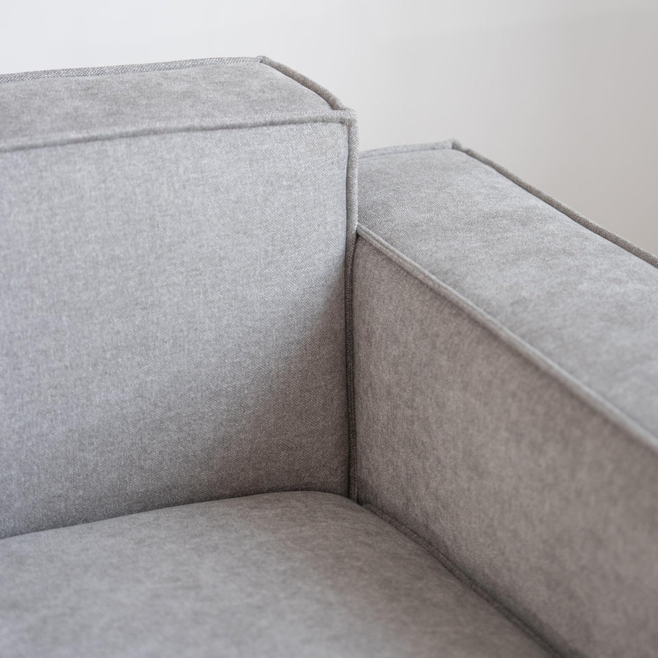 Acanva Luxury Modular Sectional Living Room Sofa Set, Modern Minimalist Style Couch with Ottoman and Chaise, L-Shape, Linen-Like Cream