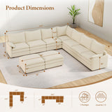 Vesgantti 142" U Shaped Sectional Couch, Comfy Cloud Modular Sectional Sofa with 2 Ottoman Deep Seat Chenille Modern Cloud Sofa, Modular Sofas for Living Room, Bedroom and Apartment, Beige