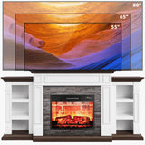 LGHM 72" Electric Fireplace with Mantel, Fireplace TV Stand for TVs Up to 80 Inch, Modern Entertainment Center with Storage, Realistic Stacked Stone Surround with Remote Control for Living Room