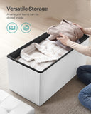 SONGMICS MAZIE Collection - 30 Inches Storage Ottoman Bench with Flipping Lid, Storage Chest Footstool, Load 660 lb, for Entryway, Living Room, Bedroom, Synthetic Leather, Black ULSF45BK