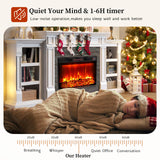 80" Fireplace TV Stand for TVs Up to 90 Inch, Electric Fireplace with Mantel, Farmhouse Entertainment Center with Storage, Realistic Stacked Stone Surround with Remote Control for Living Room