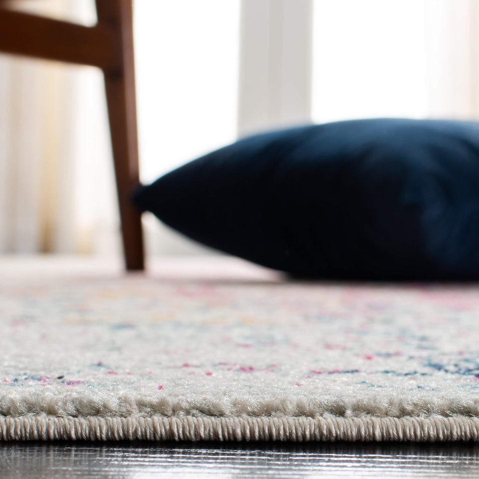 SAFAVIEH Evoke Collection Area Rug - 9' x 12', Ivory & Taupe, Oriental Distressed Design, Non-Shedding & Easy Care, Ideal for High Traffic Areas in Living Room, Bedroom (EVK256E)