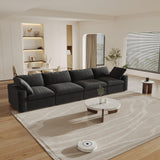 160.6" Cloud Couch Modular Sectional Sofa for Livingroom,Oversized Convertible Sofa with Storage Ottomans,6 Seat Wide Couches,Cushion Covers Removable (Khaki, 6 Seater)