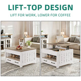 YITAHOME Coffee Table Farmhouse Coffee Table with Storage Rustic Wood Cocktail Table, Square Coffee Tables for Living Meeting Room with Half Open Storage Compartment, Grey Wash