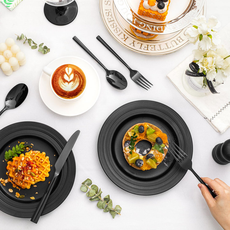 KINGSTONE Silverware Set, 60-Piece Forged Flatware Set Cutlery Set Premium Stainless Steel, Service for 12, for Kitchen, Home, Wedding, Party, Mirror Polished and Dishwasher Safe