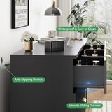 Fluted Dresser for Bedroom with 9 Drawers, 57" Wide Modern Chest of Drawers with Metal Handle, Wooden Dresser TV Stand, Wood Closet Clothes Storage Organizer for Living Room, Hallway, Natural Oak