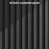 BELLEZE 65 Inch Fluted Buffet Cabinet with Storage, Symmetrical Arc Accent Sideboard Large Console Table for Dining Room, Kitchen, and Living Room (Caramel Brown)