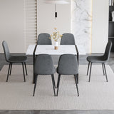 MUUOKY Dining Table Set for 4, Modern 55'' Wood Dinette Table Set for 4 with Fabric Dining Chairs,Table and Chairs Set of 4,Ideal for Kitchen Dining Room