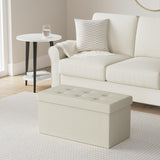 SONGMICS MAZIE Collection - 43 Inches Folding Storage Ottoman Bench, Ottoman Foot Rest, End of Bed Bench, Storage Chest, Load 660 lb, for Living Room, Bedroom, Entryway, Dark Gray ULSF77K