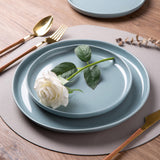 AmorArc Ceramic Dinnerware Sets for 8, 24 Pieces Handpainted Plates and Bowls Set with Rustic Terracotta Underside, Scratch Resistant Stoneware Dishes Set, Dishwasher & Microwave Safe, Light Beige