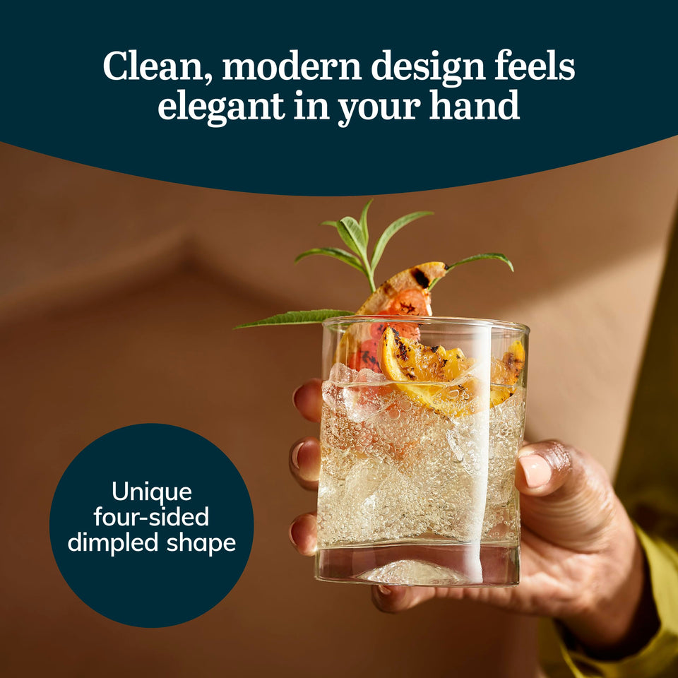 Libbey Ascent Tumbler and Rocks Drinking Glasses Set of 16, Glass Drinking Glasses with Curvature, Versatile Glassware Set for Parties and More