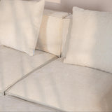 Acanva Luxury Modular Sectional Living Room Sofa Set, Modern Minimalist Style Couch with Ottoman and Chaise, L-Shape, Linen-Like Cream