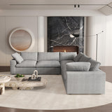 160.6" Cloud Couch Modular Sectional Sofa for Livingroom,Oversized Convertible Sofa with Storage Ottomans,6 Seat Wide Couches,Cushion Covers Removable (Khaki, 6 Seater)