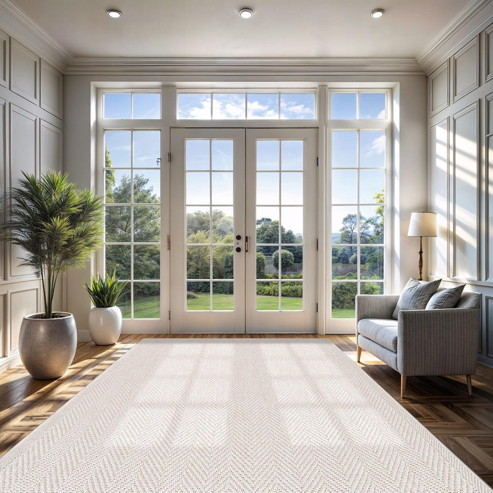 CAMILSON Easy Jute Rug 10x14, Indoor Outdoor Natural Color Fiber Area Rugs for Living Room Patio and Kitchen Rug, Sisal Boho Woven Design, Easy-Cleaning, Washable Outside Carpet Alfombras (10 x 14)