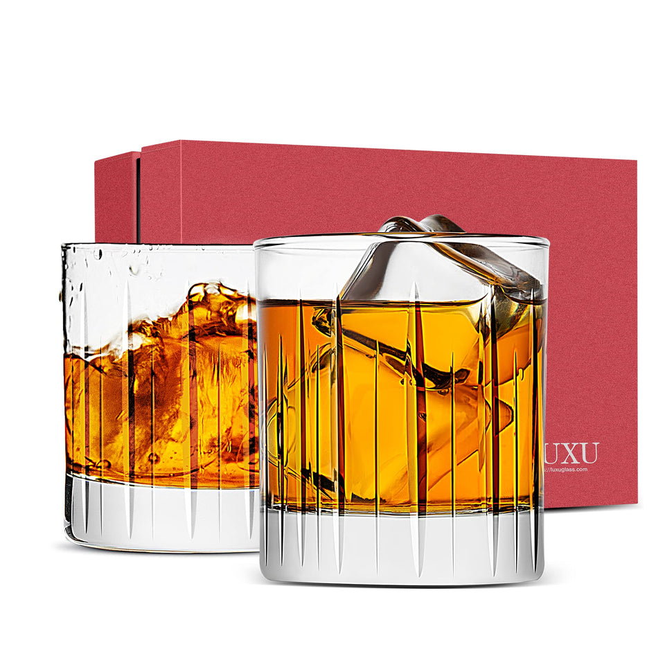 LUXU Whiskey Glasses-Premium 11 OZ Scotch Glass Set of 6 /Old Fashioned Whiskey Glasses/Style Glassware for Bourbon/Rum glass,Clear