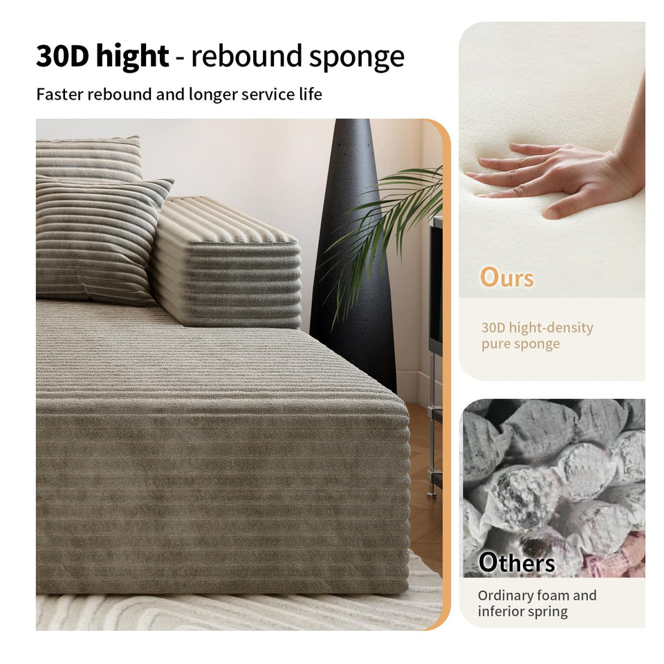 135.4" Cloud Modular Sectional Couch with 1 Ottoman,Modern Minimalist Upholstered Couches, Comfort U Shaped Sofa for Living Room,Deep Seat Corner Couch，No Assembly Required (Black,Left Facing Chaise)